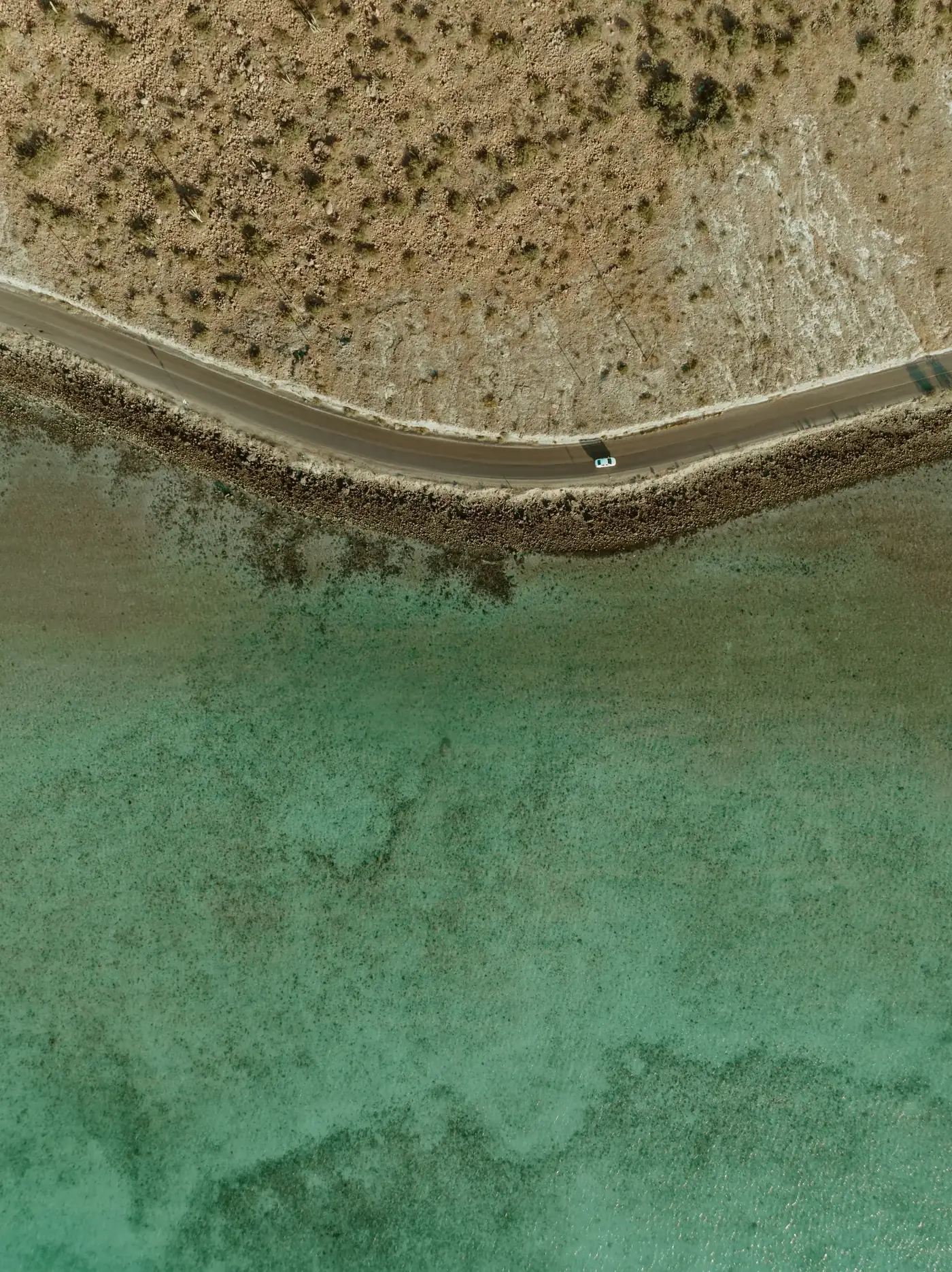 A coastal road from above