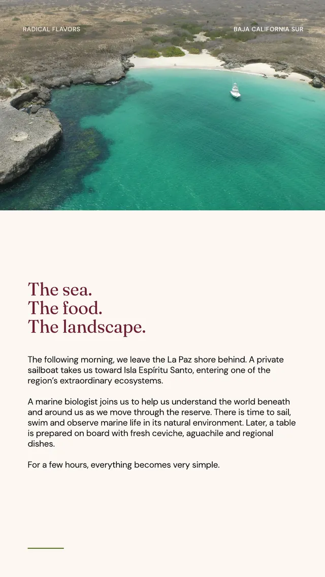 A page from the Radical Flavors book: The sea. The food. The landscape.